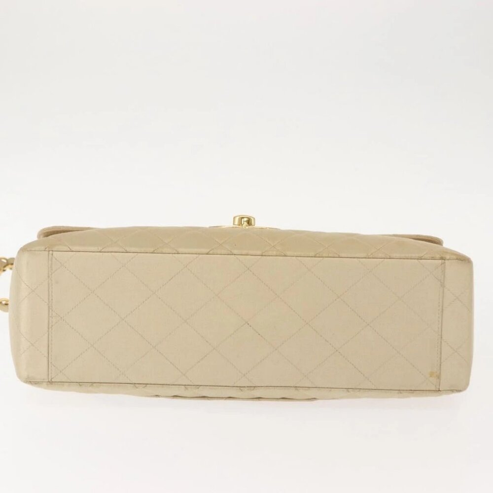 CHANEL Matelasse 34 Chain Shoulder Bag Satin Beige Gold CC Auth 150935 - Picture 6 of 15